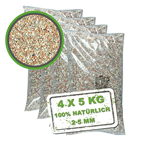 MeineHennen Mineralgrit 4X 5kg 2-5mm Körnung Muschelgrit, Hühnergrit, Pickstein für Hühner, Gritstein, Futterkalk zur Förderung von stabileren Eierschalen, Knochen und Federn von Meine Hennen