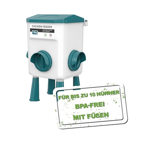 MeineHennen Hühner Futterautomat 7 kg mit Füßen | BPA-freier Futterspender für Hühner, Wachteln & Geflügel | Höhenverstellbare Futterstation | Wetterfest & leicht zu reinigen von MeineHennen