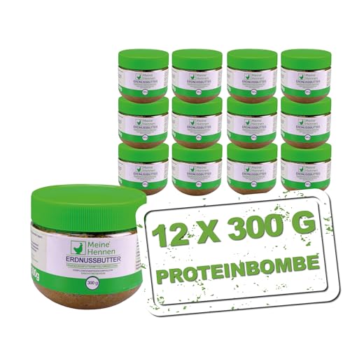 MeineHennen Erdnussbutter - 300gr. - 12 STK. - Ergänzungsfuttermittel, EIN hochwertiger Hühnersnack zur Belohnung oder auch zur perfekten Futterabwechslung für Ihr Geflügel von MeineHennen