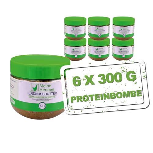 MeineHennen Erdnussbutter - 300gr. - 6 STK. - Ergänzungsfuttermittel, EIN hochwertiger Hühnersnack zur Belohnung oder auch zur perfekten Futterabwechslung für Ihr Geflügel von MeineHennen