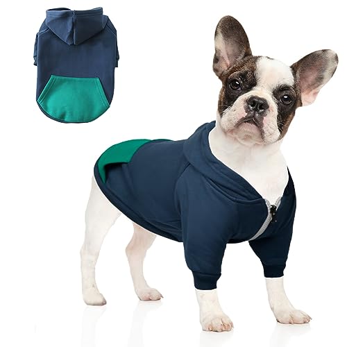 meioro Reißverschluss Kapuzen Haustier Kleidung Hund Katze Kleidung Niedlichen Haustier Kleidung warme Kapuze französische Bulldogge Pug (S, Blau) von meioro