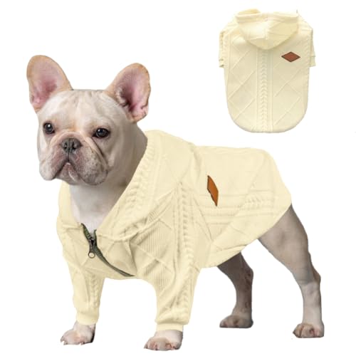 Meiwash Hundepullover mit Reißverschluss, mit Kapuze, für Hunde, Katzen, süße Haustierkleidung von meioro