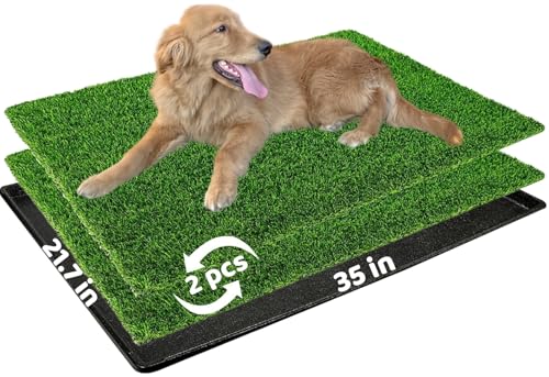 Hundegrasunterlage mit Tablett: 2er-Pack Kunstrasen, 88,9 x 55,1 cm, ideal für mittelgroße und große Hunde, perfekt für den Innenbereich, Töpfchentraining Hundegrasunterlage mit Tablett: 2er-Pack Kunstrasen, 88,9 x 55,1 cm, ideal für mittelgroße und große Hunde, perfekt für den Innenbereich, Töpfchentraining von Meizhuang