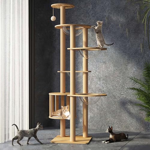 183cm Katzenbaum-Katzenkratzbaum Groß -,Mit 4 Raumkapsel,14 Jute,Kratzsäule,Leiter,Höhle,Katzenspielzeug,Plüsch Plattformen - Katzenkratzbaum von Mekidulu
