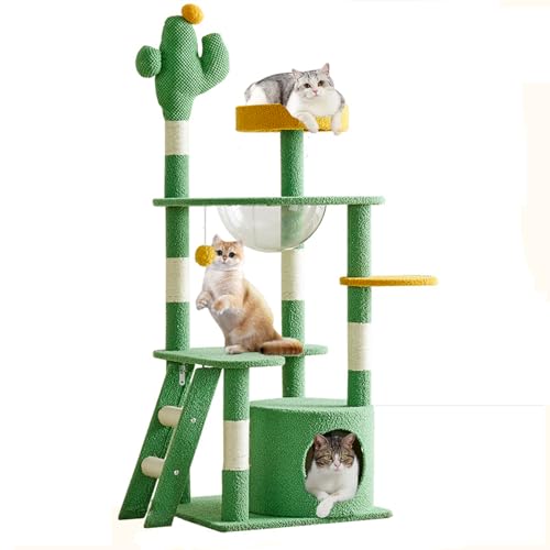 Katzenbaum für große Katze, mehrstufiger Katzenturm, Katzenbaum für Indoor-Katzen, Katzenhütte mit großer Hängematte von Mekidulu