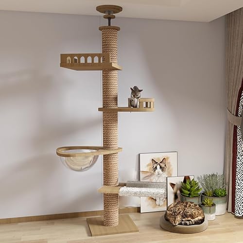 Kratzbaum deckenspanner hoch,9CM breit Sisalseil für kratzbaum,Raumkapsel,Katzenkäfig, Höhenverstellbar,Kratzbaum deckenhoch (240～275CM) von Mekidulu