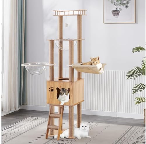 Mekidulu 155cm Cat Tree Cat Scratching Post Large with Space Capsule, Jute Scratching Post, Ladder, Cave, Cat Toy, Plush Platforms Cat Scratching Post Mekidulu 155cm Cat Tree Cat Scratching Post Large with Space Capsule, Jute Scratching Post, Ladder, Cave, Cat Toy, Plush Platforms Cat Scratching Post von Mekidulu