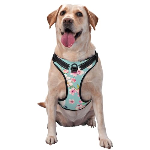 Aquarell-Kranich mit Blumen, Hundegeschirr ohne Ziehen für große Hunde, Hundeleine ohne Ziehen, verstellbares Hundegeschirr für große Hunde, reflektierendes Hundewestengeschirr, Hundegeschirr zum EIN Aquarell-Kranich mit Blumen, Hundegeschirr ohne Ziehen für große Hunde, Hundeleine ohne Ziehen, verstellbares Hundegeschirr für große Hunde, reflektierendes Hundewestengeschirr, Hundegeschirr zum EIN von Melbrakin