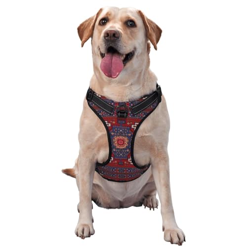 Blau-rotes Retro-Hundegeschirr ohne Ziehen für große Hunde Blau-rotes Retro-Hundegeschirr ohne Ziehen für große Hunde von Melbrakin