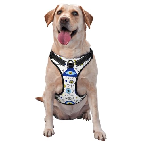 Blue Evil Eye Hundegeschirr ohne Ziehen für große Hunde Hundeleine ohne Ziehen, verstellbares Hundegeschirr für große Hunde, reflektierendes Hundewestengeschirr, Hundegeschirr zum einfachen Gehen für Blue Evil Eye Hundegeschirr ohne Ziehen für große Hunde Hundeleine ohne Ziehen, verstellbares Hundegeschirr für große Hunde, reflektierendes Hundewestengeschirr, Hundegeschirr zum einfachen Gehen für von Melbrakin