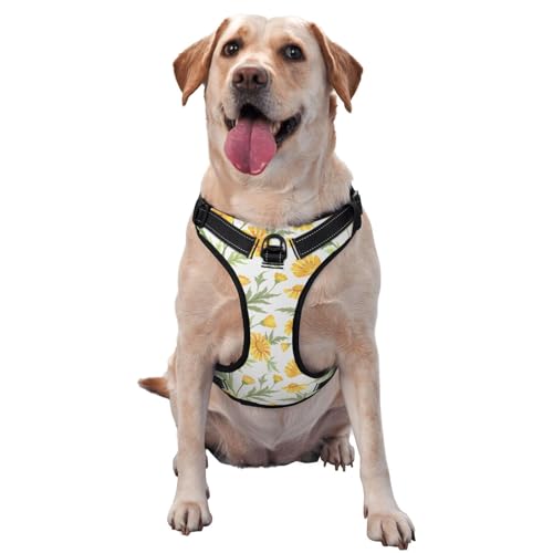 Elegante Blumen Hundegeschirr ohne Ziehen für große Hunde Hundeleine ohne Ziehen, verstellbares Hundegeschirr für große Hunde, reflektierendes Hundewestengeschirr, Hundegeschirr zum einfachen Gehen f Elegante Blumen Hundegeschirr ohne Ziehen für große Hunde Hundeleine ohne Ziehen, verstellbares Hundegeschirr für große Hunde, reflektierendes Hundewestengeschirr, Hundegeschirr zum einfachen Gehen f von Melbrakin