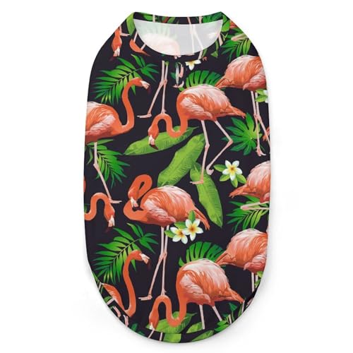 Flamingo-Vogel-Tropen-Hunde-Shirts, Bedruckte Kleidung für Haustiere, Welpen-Shirts, atmungsaktives Hunde-Outfit, weiches Hunde-Sweatshirt für Hunde und Katzen von Melbrakin