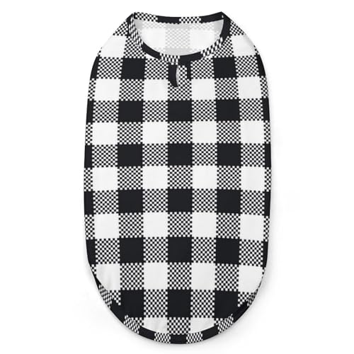 Hunde-Shirts, Bedruckte Kleidung für Haustiere mit Karomuster, schwarz-weiße Haustier-T-Shirts, Coole Welpen-Shirts, atmungsaktives Hunde-Outfit, Hunde-Sweatshirt für Haustiere, Hunde, Katzen, Hausti Hunde-Shirts, Bedruckte Kleidung für Haustiere mit Karomuster, schwarz-weiße Haustier-T-Shirts, Coole Welpen-Shirts, atmungsaktives Hunde-Outfit, Hunde-Sweatshirt für Haustiere, Hunde, Katzen, Hausti von Melbrakin