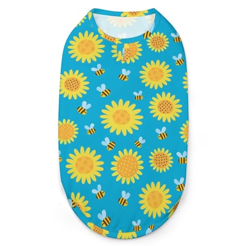 Hunde-Shirts, Bedruckte Kleidung für Haustiere mit fliegenden Cartoon-Bienen und Blumen, Haustier-T-Shirts, Coole Welpen-Shirts, atmungsaktives Hunde-Outfit, Hunde-Sweatshirt für Haustiere, Hunde, Ka von Melbrakin