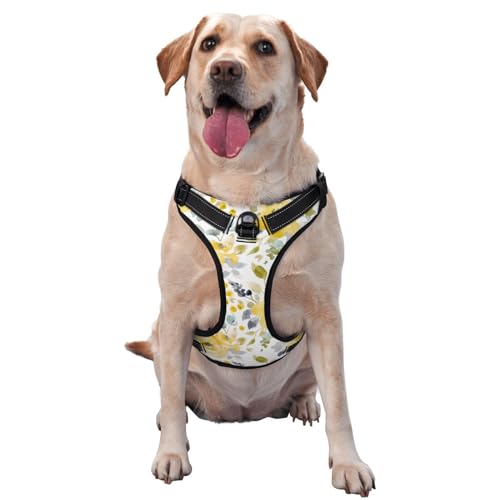 Hundegeschirr mit Aquarell-Blumenmuster, kein Ziehen für große Hunde, Hundeleine ohne Ziehen, verstellbares Hundegeschirr für große Hunde, reflektierendes Hundewestengeschirr, Hundegeschirr zum einfa Hundegeschirr mit Aquarell-Blumenmuster, kein Ziehen für große Hunde, Hundeleine ohne Ziehen, verstellbares Hundegeschirr für große Hunde, reflektierendes Hundewestengeschirr, Hundegeschirr zum einfa von Melbrakin
