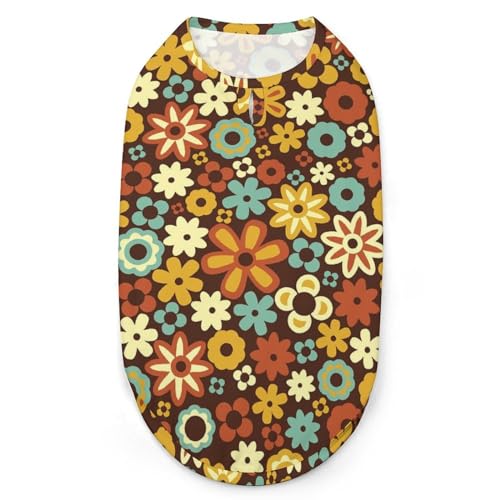 Retro-Blumenmuster-Hundehemden, Bedruckte Kleidung für Haustiere, Welpenhemden, atmungsaktives Hunde-Outfit, weiches Hunde-Sweatshirt für Hunde und Katzen Retro-Blumenmuster-Hundehemden, Bedruckte Kleidung für Haustiere, Welpenhemden, atmungsaktives Hunde-Outfit, weiches Hunde-Sweatshirt für Hunde und Katzen von Melbrakin