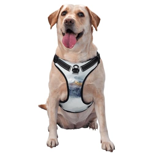 Schwarzes Aquarell Mountain Peak Hundegeschirr ohne Ziehen für große Hunde Hundeleine ohne Ziehen, verstellbares Hundegeschirr für große Hunde, reflektierendes Hundewestengeschirr, Hundegeschirr für Schwarzes Aquarell Mountain Peak Hundegeschirr ohne Ziehen für große Hunde Hundeleine ohne Ziehen, verstellbares Hundegeschirr für große Hunde, reflektierendes Hundewestengeschirr, Hundegeschirr für von Melbrakin