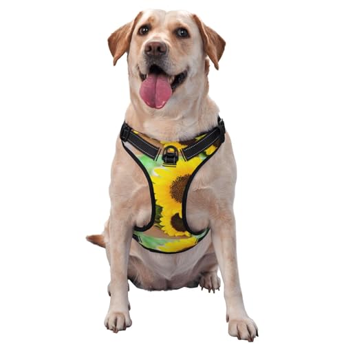 Sunflower No-Pull-Hundegeschirr für große Hunde, No-Pull-Hundeleine, verstellbares großes Hundegeschirr, reflektierendes Hundewestengeschirr, Easy-Walk-Hundegeschirr für mittelgroße Hunde, No-Pull-Ha Sunflower No-Pull-Hundegeschirr für große Hunde, No-Pull-Hundeleine, verstellbares großes Hundegeschirr, reflektierendes Hundewestengeschirr, Easy-Walk-Hundegeschirr für mittelgroße Hunde, No-Pull-Ha von Melbrakin