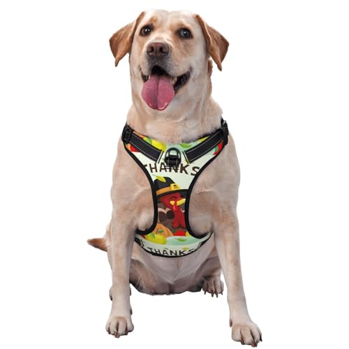 Thanksgiving Day Turkey Hundegeschirr ohne Ziehen für große Hunde Hundeleine ohne Ziehen, verstellbares Hundegeschirr für große Hunde, reflektierendes Hundewestengeschirr, Hundegeschirr zum einfachen Thanksgiving Day Turkey Hundegeschirr ohne Ziehen für große Hunde Hundeleine ohne Ziehen, verstellbares Hundegeschirr für große Hunde, reflektierendes Hundewestengeschirr, Hundegeschirr zum einfachen von Melbrakin