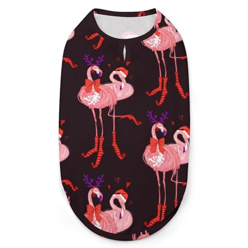 Weihnachten Weihnachtsmann und Hirsch Flamingo Hundehemden Haustier Bedruckte Kleidung Welpenhemden Atmungsaktives Hundeoutfit Weiches Hunde-Sweatshirt für Haustiere Hunde Katzen von Melbrakin