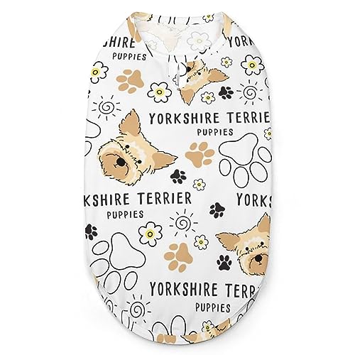 Yorkshire Terrier Hunderassen-Kollektion, Hunde-Shirts, Bedruckte Kleidung für Welpen, Welpen-Shirts, atmungsaktives Hunde-Outfit, weiches Hunde-Sweatshirt für Haustiere, Hunde und Katzen von Melbrakin