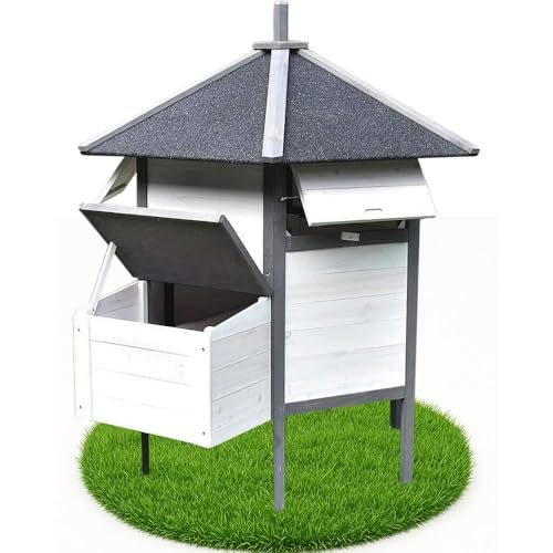 Melko Hühnerstall 6-Eck Hühnerhaus 131x125CM Hühnervoliere aus Holz Geflügelstall mit wasserdichter Dachpappe inkl. Nestbox | für 5-8 Hühner | von Melko