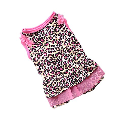 Haustier-Kleid, niedliches Leopardenkleid, Sommerkleidung, Welpen, kleine Haustiere, X-Kleid für kleine Hunde, Rosa, Größe L von Memmyly
