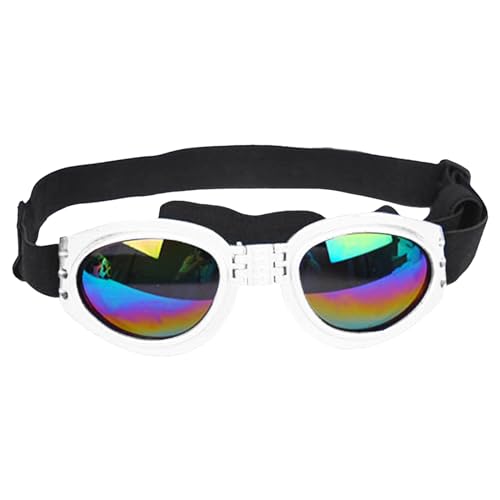Hunde-Sonnenbrille für kleine Hunde, polarisiert, winddicht, Haustierbrille, verstellbar, faltbar, elastisches Band, geeignet für Outdoor, Camping, Reisen, Fotografie, Hundeautositz (Weiß, 9,5 x 19 Hunde-Sonnenbrille für kleine Hunde, polarisiert, winddicht, Haustierbrille, verstellbar, faltbar, elastisches Band, geeignet für Outdoor, Camping, Reisen, Fotografie, Hundeautositz (Weiß, 9,5 x 19 von Memmyly