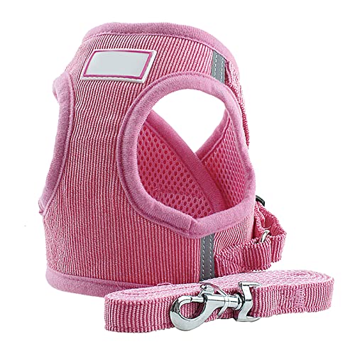 Hundegeschirr und Leine, kein Ziehen, verstellbar, reflektierend, weiches Netzgewebe, Cord, Westengeschirr für Welpen, Yorkie, Chihuahua, Katzen, neue Welpen, Geschenkschleife (Größe C, XL) von Memmyly