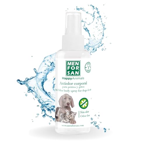 Menforsan Anti-Körpergeruch für Hunde und Katzen | Beseitigt schlechte Gerüche | Veganes Produkt | Geruchlos | Angepasster Ph | 60 ml von Menforsan