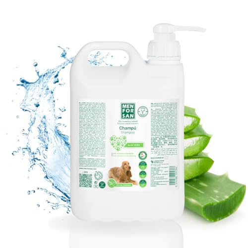 Menforsan Aloe Vera Shampoo für Hunde | Spendet intensiv Feuchtigkeit | Anti-Irritations- und Anti-Ekzem-Wirkung | 100% natürlich | Krautig | 5L von Menforsan
