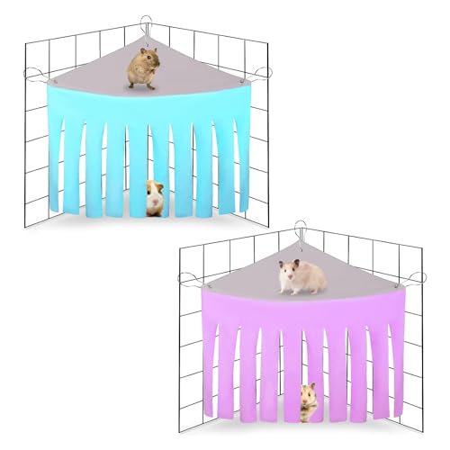 Meng Jiaran 2 Packungen Meerschweinchen-Versteck Eck-Hängematte, Stoff-Waldvorhang-Verstecken für Kleintiere, Hängematten-Hängebett-Ecke für Hamster, Igel, Meerschweinchen, Kaninchen (blau + lila) Meng Jiaran 2 Packungen Meerschweinchen-Versteck Eck-Hängematte, Stoff-Waldvorhang-Verstecken für Kleintiere, Hängematten-Hängebett-Ecke für Hamster, Igel, Meerschweinchen, Kaninchen (blau + lila) von Meng Jiaran