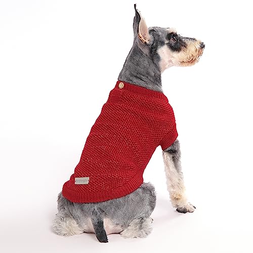 Haustier Hundekleidung, MengMengDa Weicher Verdickungswarmer Hundepullover Reflektierender Winter Welpenpullover für Hunde (Rot M) von MengMengDa