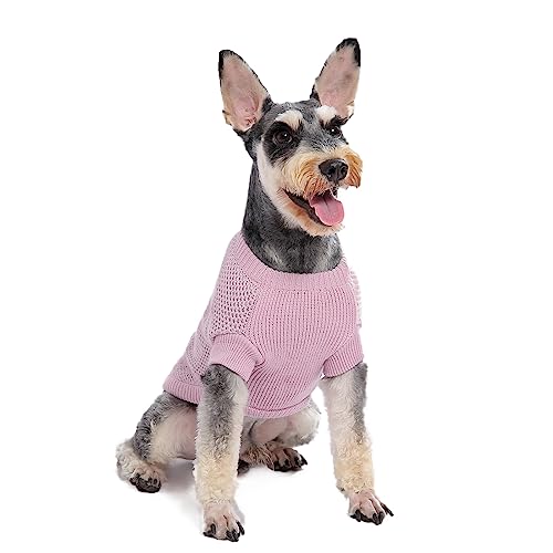 Haustier Hundepullover, elastische bequeme Haustierkleidung, MengMengDa Warmer Winter reflektierender Welpenstrickpullover für kleine mittelgroße Hunde (Rosa, XS von MengMengDa