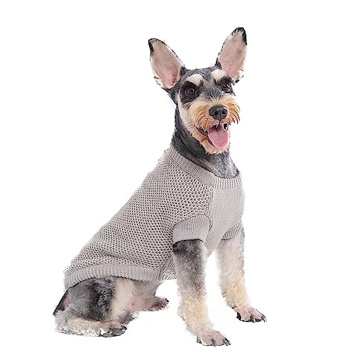 Haustierpullover, kleine Haustierpullover für Hunde Mädchen Jungen, Rundhalsausschnitt, grauer Welpenpullover Outfits, Anzug für Pudel, West Highland, Pommersche kleine usw. von MengMengDa