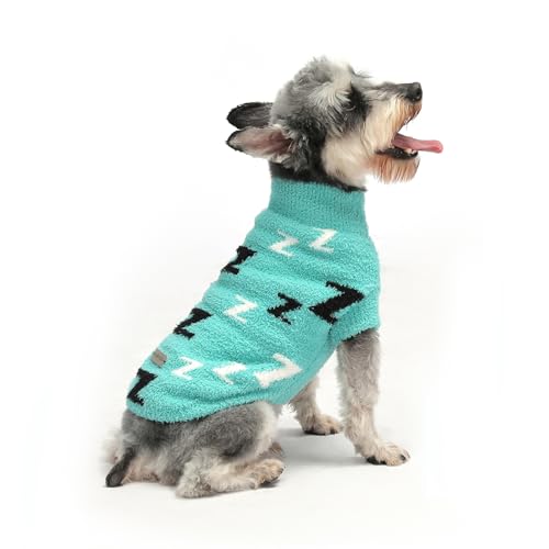MengMengDa Hundepullover, Hundepullover, Hundekleidung, kaltes Wetter, Zopfstrickwaren, dick, warme Outfits für mittelgroße Hunde (Türkis, L) MengMengDa Hundepullover, Hundepullover, Hundekleidung, kaltes Wetter, Zopfstrickwaren, dick, warme Outfits für mittelgroße Hunde (Türkis, L) von MengMengDa