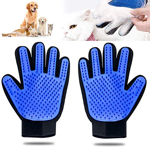Haustier-Pflegehandschuh mit 259 Spitzen, Massagebürste, sanfte Tierhaarentferner-Handschuhe, verbessertes Fünf-Finger-Design, perfekt für Hunde und Katzen, 1 Paar von MengPet