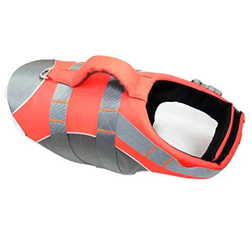Mengyu Schwimmweste für Hunde - Hunde Schwimmweste mit Rettungsgriff Explosionsgeschützt und Atmungsaktiv(Orange, L) von Mengyu