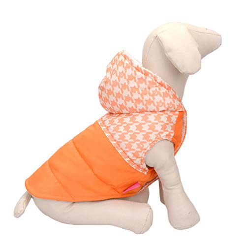 Mengyu Wintermäntel mit Kapuze für Kleine Hunde, Welpe Plaid Hundejacke Winddicht Patchwork Weste Padded Overall Jumpsuit (Orange, Asia 2XL) von Mengyu