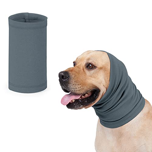 Hunde-Schlauch, Ohren- und Nackenschutz, Hunde-Ohrenschützer, Wärmer, Haustierhut, Kapuzen-Abdeckung zum Baden, Fellpflege, Feuerwerk, Komfort, Anti-Angst bei Lärm, Beruhigung (L, blau) von Menmamenma