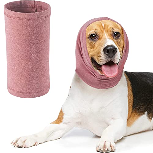 Hunde-Schlauch, Ohren- und Nackenschutz, Hunde-Ohrenschützer, Wärmer, Haustierhut, Kapuzen-Abdeckung zum Baden, Fellpflege, Feuerwerk, Komfort, Anti-Angst bei Lärm, Beruhigung (S, Rosa) von Menmamenma