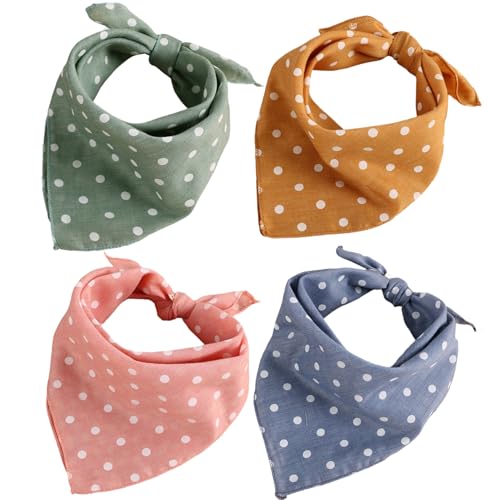 Hundebandana 4pcs 4 Farbe 18x18 Zoll Gepunktete Baumwollwäschelbandana für Hund und Katze für Foto, Mahlzeit, Dressing von Meooyo