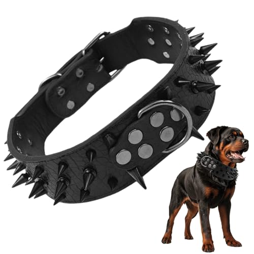 Stachelhundkragen, 18, 5-21, 7 Zoll einstellbares Lederkragen mit D-Ring, Anti-Biting-Hundehärkern für mittelgroße Hunde Stachelhundkragen, 18, 5-21, 7 Zoll einstellbares Lederkragen mit D-Ring, Anti-Biting-Hundehärkern für mittelgroße Hunde von Meooyo