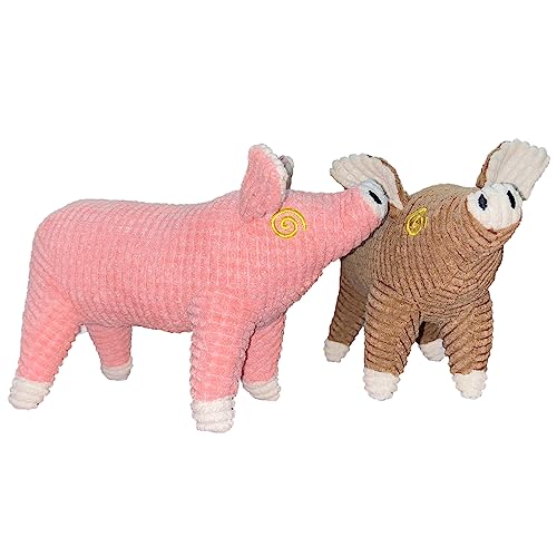 Meordi Get Naked Plüsch-Hundespielzeug, 2er-Set, Kauspielzeug für zahnende Welpen, niedliches Tierspielzeug für Hunde, ungiftig & sicher (Schwein) von Meordi