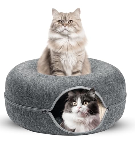 Meow Mates Ultimate Cat Haven: Trendiges Katzenhöhlenbett & Tunnel Combo | Plüsch, gemütlich und stilvoll – ideales Haustiermöbel für Indoor-Katzen | Verbessert den Komfort und Verspieltheit der Katze von Meow Mates