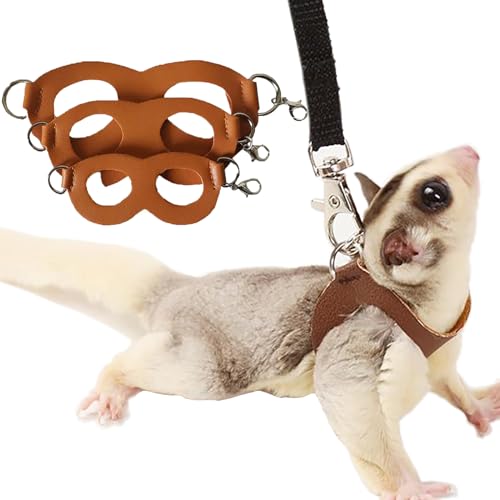 3 Pack Zucker Glider Geschirr und Leine Set Kleintier Training Walking Vest für Eichhörnchen Hamster Ratte （braun） von Meow&Woof