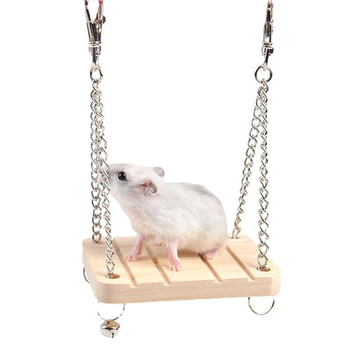Meow&Woof Hamsterschaukel Spielzeug Holzschaukel mit verstellbarer Aufhängekette für Maus Chinchilla Ratte Rennmaus und Zwerghamster Hängematte Käfig Übungszubehör von Meow&Woof