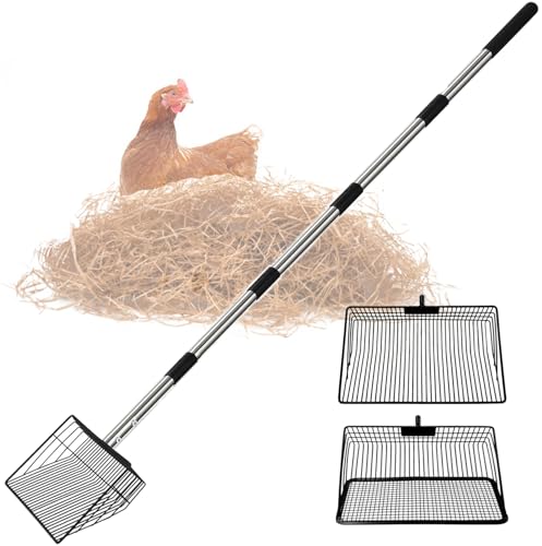 Meow&Woof 174CM Hühnerkot-Schaufel mit 2 Schaufelköpfen, Große Hühnerstall-Schaufel mit 5 verstellbaren Längen, Edelstahlreinigungswerkzeug für Pferde, Schweine und Nutztiere, Keine Rückbeugung Meow&Woof 174CM Hühnerkot-Schaufel mit 2 Schaufelköpfen, Große Hühnerstall-Schaufel mit 5 verstellbaren Längen, Edelstahlreinigungswerkzeug für Pferde, Schweine und Nutztiere, Keine Rückbeugung von Meow&Woof