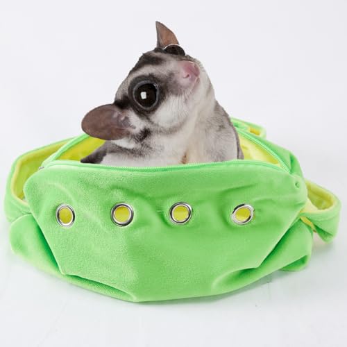 Meow&Woof Sugar Glider Bonding Pouch Tragetasche für kleine Haustiere, Tragetasche, Tragetasche, mit Gurt, Tier, Kuddler für Gleiter, Frettchen, Ratten, Igel, Hamster, Outdoor (Green) von Meow&Woof