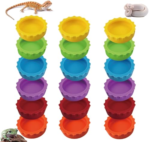 Meow&woof Crested Gecko Futter- und Wasser-Futterbecher, Reptilien-Futterschale (18 Stück) von Meow&Woof